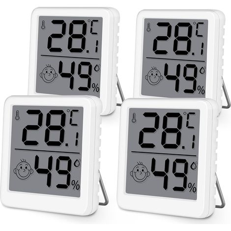 4er-set Innenthermometer, Digitales Mini-thermometer Mit Lcd-anzeige Und Hygrometer, Präzises Wandthermometer Für Babyzimmer, Garten Und Keller, Weiß