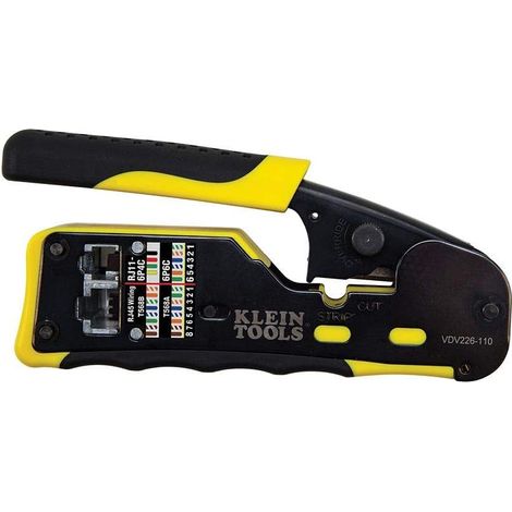 Rj45-durchgangscrimpwerkzeug Tools A-vdv226-110 Kompaktes Crimpwerkzeug, Gelb/schwarz