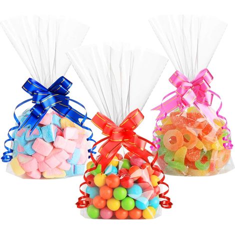 100 Zellophantüten Mit Transparentem Boden, 15 X 25 Cm Durchsichtige Tüten Für Süßigkeiten, Geschenktüten, Kleine Bonbontüten, Lieferung Mit 100 Stück [yid]