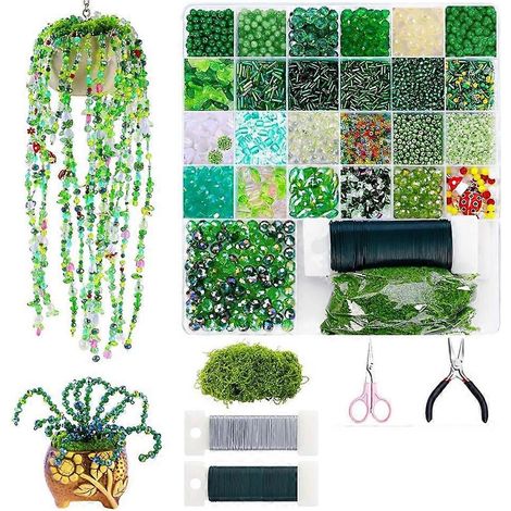 5422-teiliges Forever Plant Kit, Perlenpflanzen-bastelset, Grüne Glasperlen Für Die Pflanzenherstellung, Grüne Perlen Für Perlenpflanzen