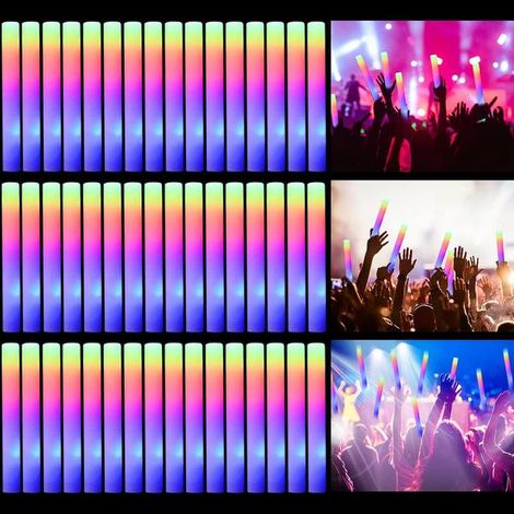 50 Led-schaumstoff-leuchtstäbe, 3 Blinkmodi, Für Neonpartys.