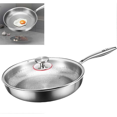 Professionelle, Gehämmert Titan-bratpfanne Mit Deckel, Antihaftbeschichtet, Gleichmäßige Wärmeverteilung (30 Cm)