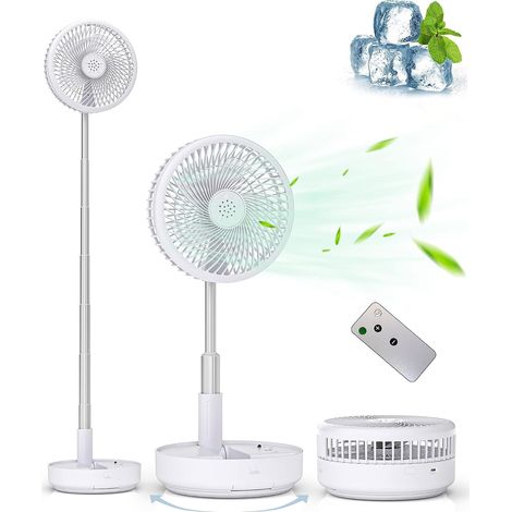 Tragbarer Oszillierender Ventilator, Batteriebetrieben, Usb-aufladbar, Weiß, 19,5 Cm