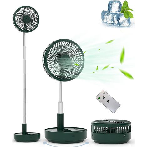Tragbarer, Oszillierender Standventilator, Betrieben Mit Einem Wiederaufladbaren Usb-akku, Mit Fernbedienung, Grün, 19,6 Cm