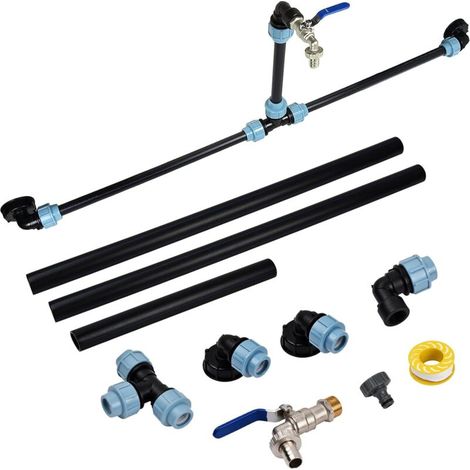 Anschlussset Für 2 X 1000-l-ibc-tanks S60x6 / Ibc-adapter S60x6 Zur Nebeneinanderliegenden Montage Von 2 Ibc-tanks / Regenwassertank Mit 19-mm-schwanenhals (3/4")