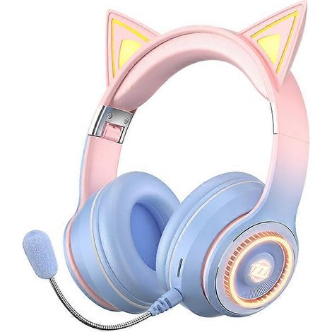 Bluetooth-kopfhörer Mit Mikrofon, Kabellose Over-ear-kopfhörer Mit Katzenohren Und Led-beleuchtung