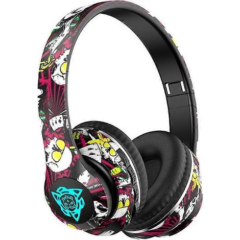 Bluetooth-kopfhörer Mit Integriertem Mikrofon, Kabellose Over-ear-kopfhörer Im Graffiti-stil, Faltbare Kabellose Gaming-kopfhörer