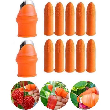 Set Mit 12 Silikon-daumenmessern Mit Fingerauflage Und Scharfer Klinge, Obst- Und Gemüsetrenner Zum Schneiden Von Pflanzen, Obst Und Gemüse