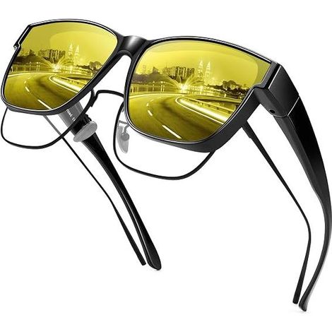 Die Nachtfahrbrille Eignet Sich Für Männer Und Frauen Gleichermaßen Und Ist Mit Gelben Polarisierten Gläsern Ausgestattet, Die Blendung Neutralisieren.