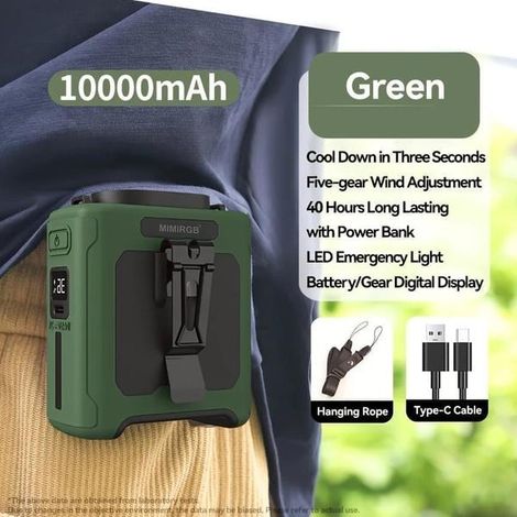 Tragbarer Ventilator Mit 12.000 Mah Akku, 5 Geschwindigkeitsstufen, Wiederaufladbar Und Freihändig Bedienbar, Ideal Für Outdoor-aktivitäten Und Reisen.