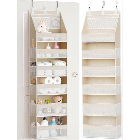Criusia Tür-organizer, Hängeaufbewahrung Mit 6 Ablagen Und 13 Netztaschen, Tragkraft 25 Kg, Ideal Für Babyzimmer Oder Badezimmer.