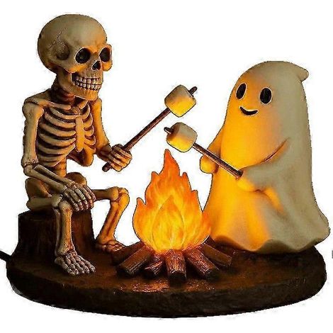 Nachtlampe Mit Skelett- Und Geistermotiv, Skelett-geister-nachtlicht Für Halloween-lagerfeuer, Stimmungsvolles Led-nachtlicht Für Schreibtisch Oder Nachttisch.