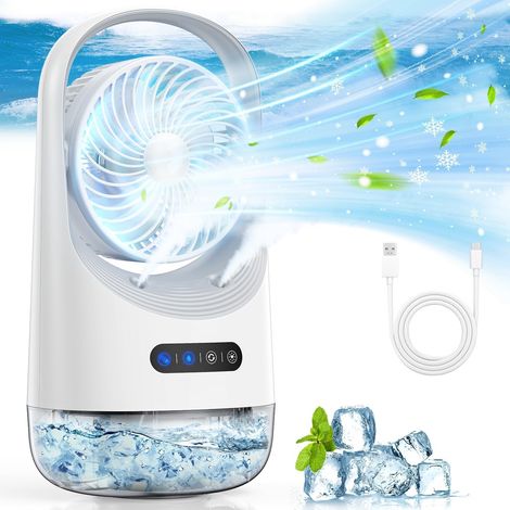 3-in-1 Tragbare Klimaanlage, Mini-usb-kühler, Drei Lüfterstufen, 400-ml-wassertank
