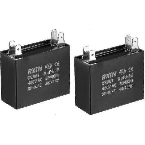 Doppelt Gelagerte Polypropylen-folienkondensatoren Cbb61 6 Μf 450 V Ac 47 X 20 X 37,5 Mm Für Generatoren, Motoren Und Pumpen