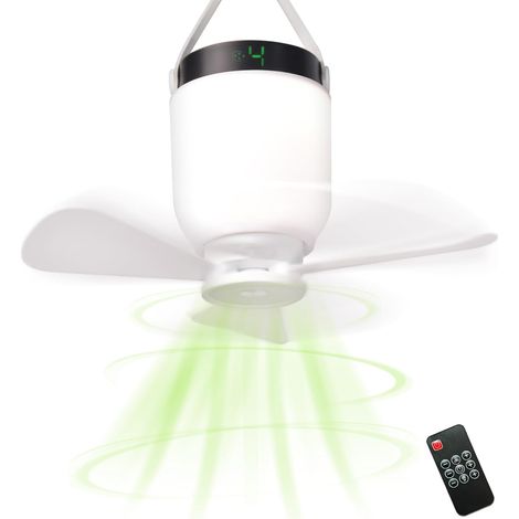 Campingventilator Mit Licht – Wiederaufladbarer, Tragbarer Zeltventilator Mit 8000-mah-akku