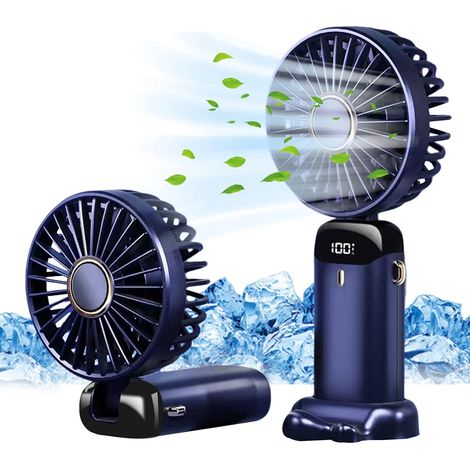 Kowoll Tragbarer Ventilator, Usb-wiederaufladbarer Tragbarer Ventilator, 5 Geschwindigkeitsstufen, Mini-batterieventilator, Faltbarer Tischventilator Mit Led-anzeige.