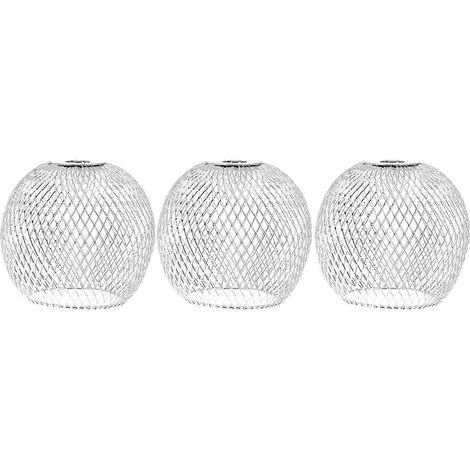 Set Aus 3 Dekorativen Kugellampenschirmen Mit Kreativen Ausschnitten [br] Silverjar Silver