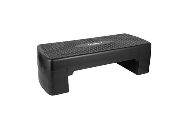 Aerobic-Fitness-Stepptreppe mit 3 Stufen, 68 cm hoch, schwarz, Rebel-Stepper-Plattform