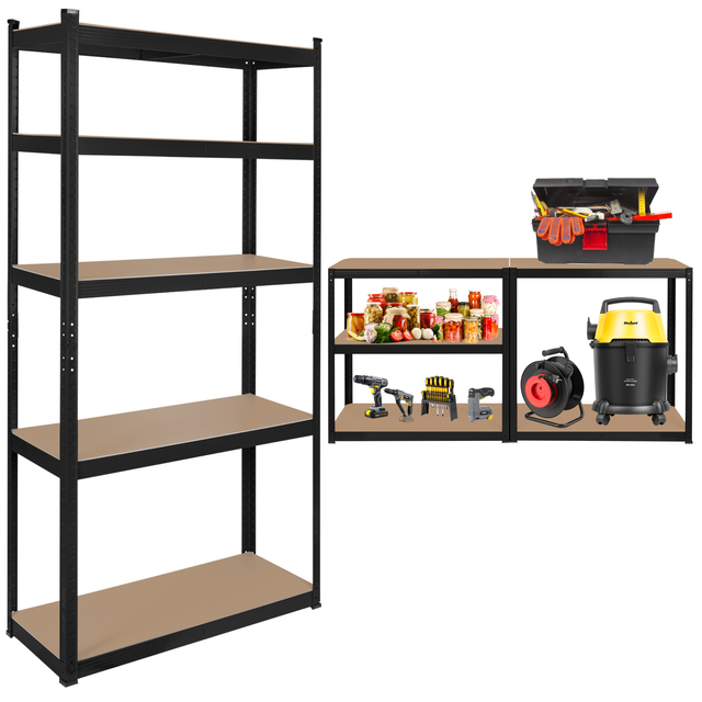 Rebel 2-in-1 Metall-Lagerregal, 5 Ablagen, Garage, 180 x 90 x 40 cm, 750 kg