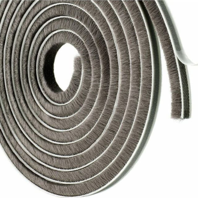 Selbstklebende, staubdichte Dichtungsleiste mit schwarzer Gummibürste für Fenster, Schiebetüren, Möbel, Schränke und Glasscheiben 9 mm x 23 mm x 6 m