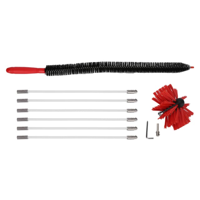Robuste Nylon-Druckkaminbürste – Kleine Größe für die Wandreinigung im Innenbereich – 6-armiger Sechskantschaft, 410 mm, Schwarz
