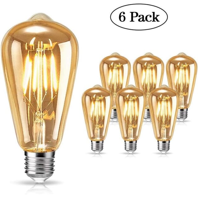 Vintage Edison Led-glühbirne, E27 4w Warmweiß, Vintage-antik-retro-glühbirne Für Nostalgische Und Retro-beleuchtung In Zuhause, Café, Bar Usw. - 6 Stück