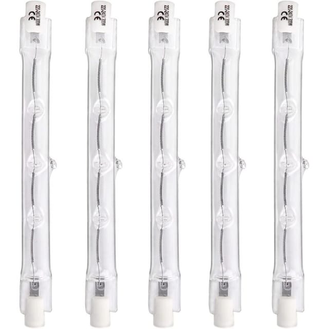 R7s Linear-halogenlampen 118 Mm 300 W, Dimmbar, Warmweiß 2700 K, 4500 Lm, 220 V, Doppelseitiger R7s-strahler Für Deckenleuchten, Gartenbeleuchtung, Sicherheits- Und Arbeitsleuchten, 5 Stück