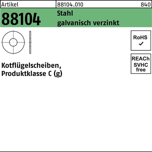 Kotflügelscheibe R 88104 3,2 x20 x1,25 Stahl galvanisch verzinkt