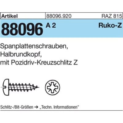 Halbrund-Spanplattenschraube 4,5x35 Edelstahl A2 blank PZ 500 Stk
