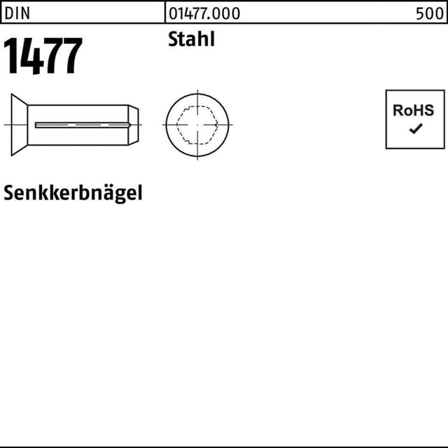 DIN 1477/ISO 8747 Senkkopferbnägel Stahl 5 x 15 K 250 Stk
