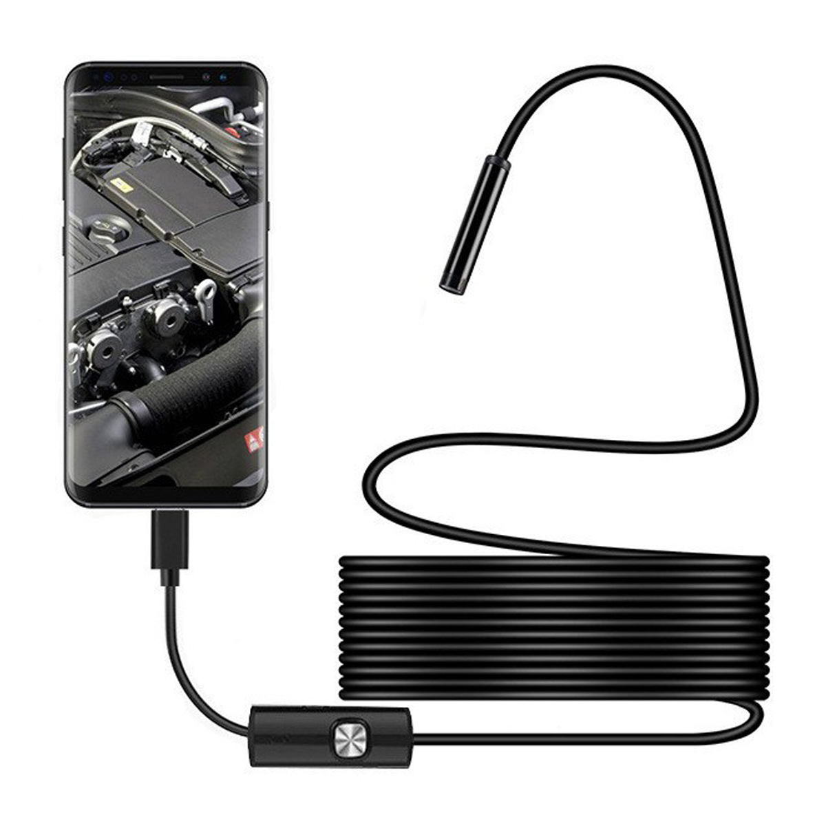 720p Usb-endoskopkamera, 5,5-mm-wasserdichte Ip67-sonde, 2 M Langes Halbstarres Kabel Mit 6 Leds, Typ-c