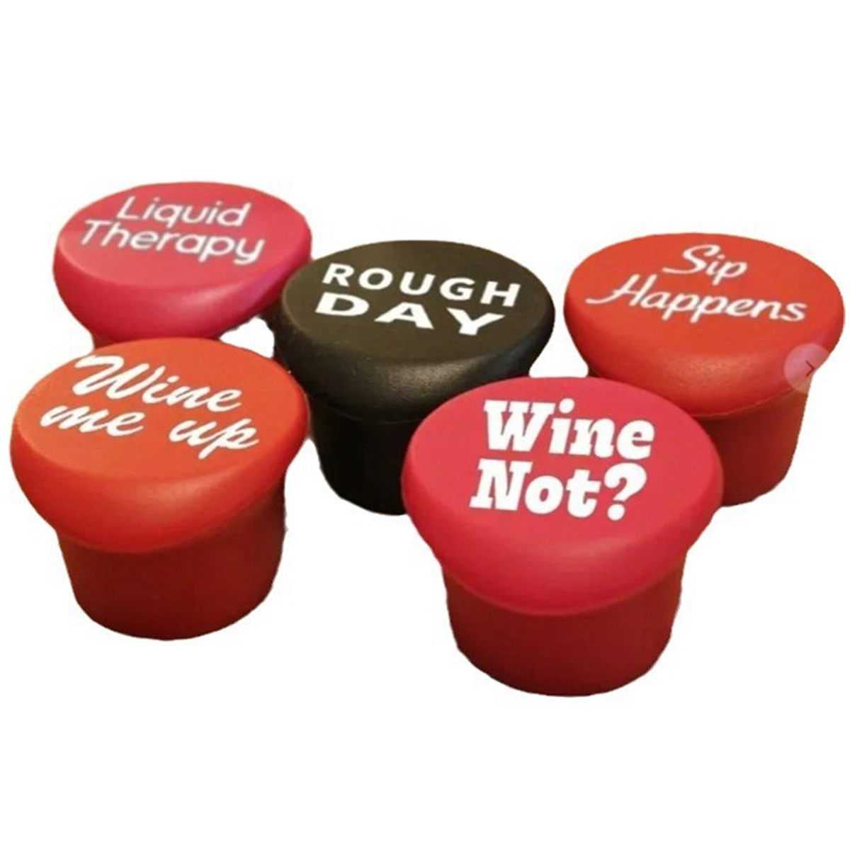 Set Mit 5 Witzigen Weinstoppern – Perfekte Accessoires Oder Geschenke Für Frauen – Set Mit 5 Silikon-flaschenstoppern