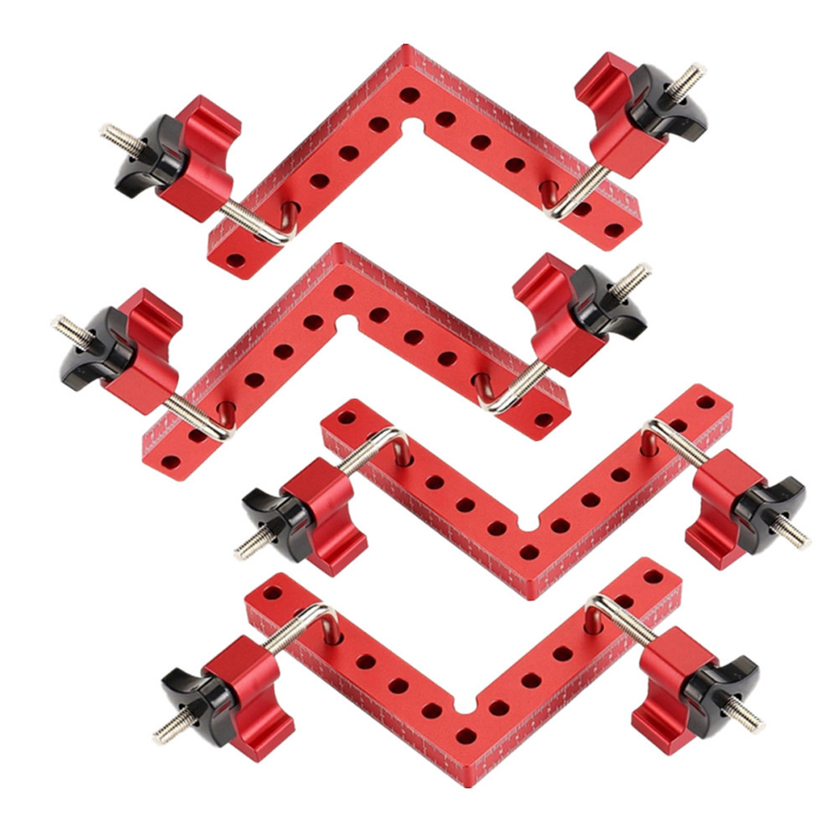 90-grad-winkelklemme, Aluminium-winkelgelenkklemme 14x14cm Positionierwinkelrahmen-fixierungswinkelwerkzeug Für Die Holzbearbeitung (rot 4-
