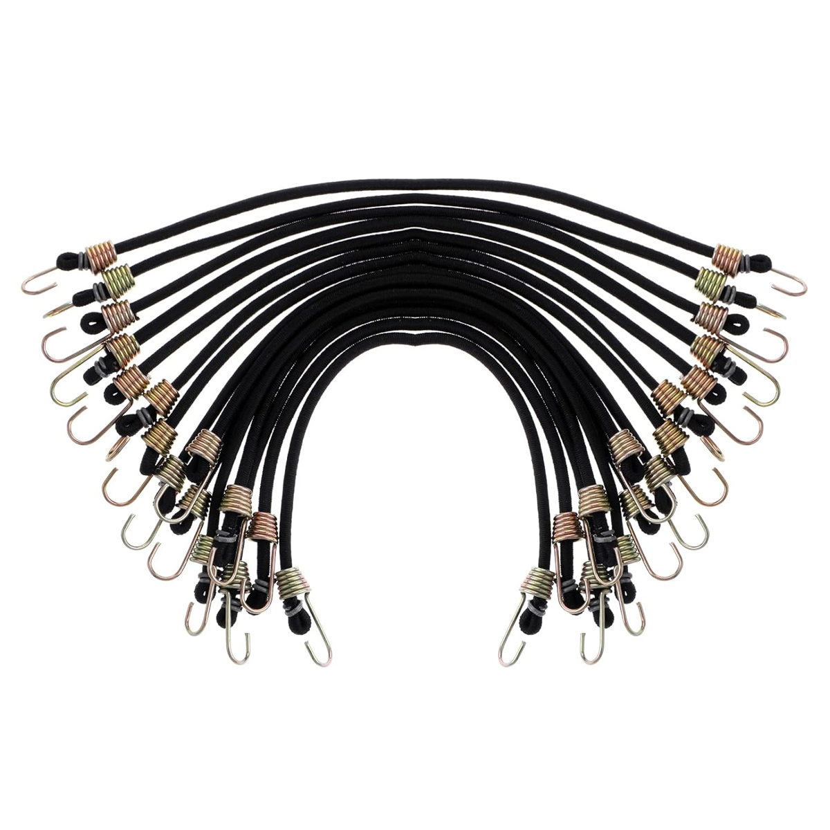 Set Mit 15 Elastischen Bungee-seilen (25 Cm) + Metallhaken Zur Befestigung Von Gepäck, Planen, Fahrrädern Und Zelten.