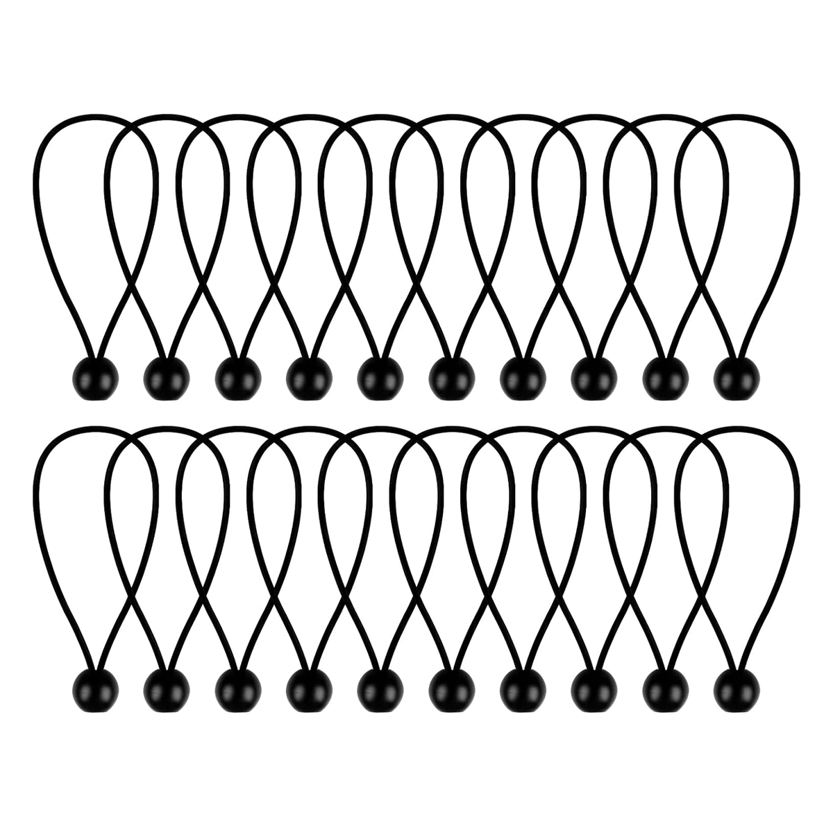 20 Stück 150 Mm Elastische Bungee-seile, Bungee-seil + Kugel, Schwarz, Für Banner/planen/camping/zelte