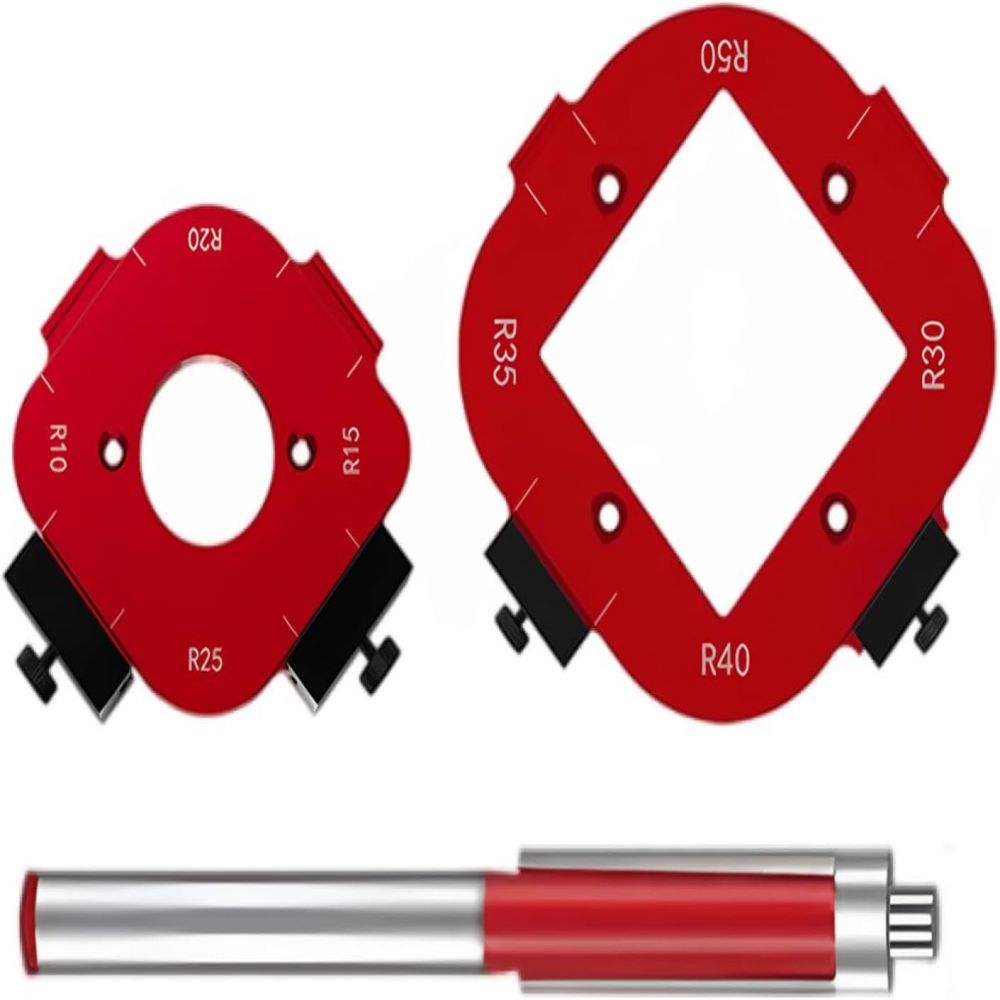 Set Mit Frässchablonen Für Holzfräsen, Frässchablonen Für Oberfräsen R10-r25 Und R30-r50 Für Heimwerker, Rot