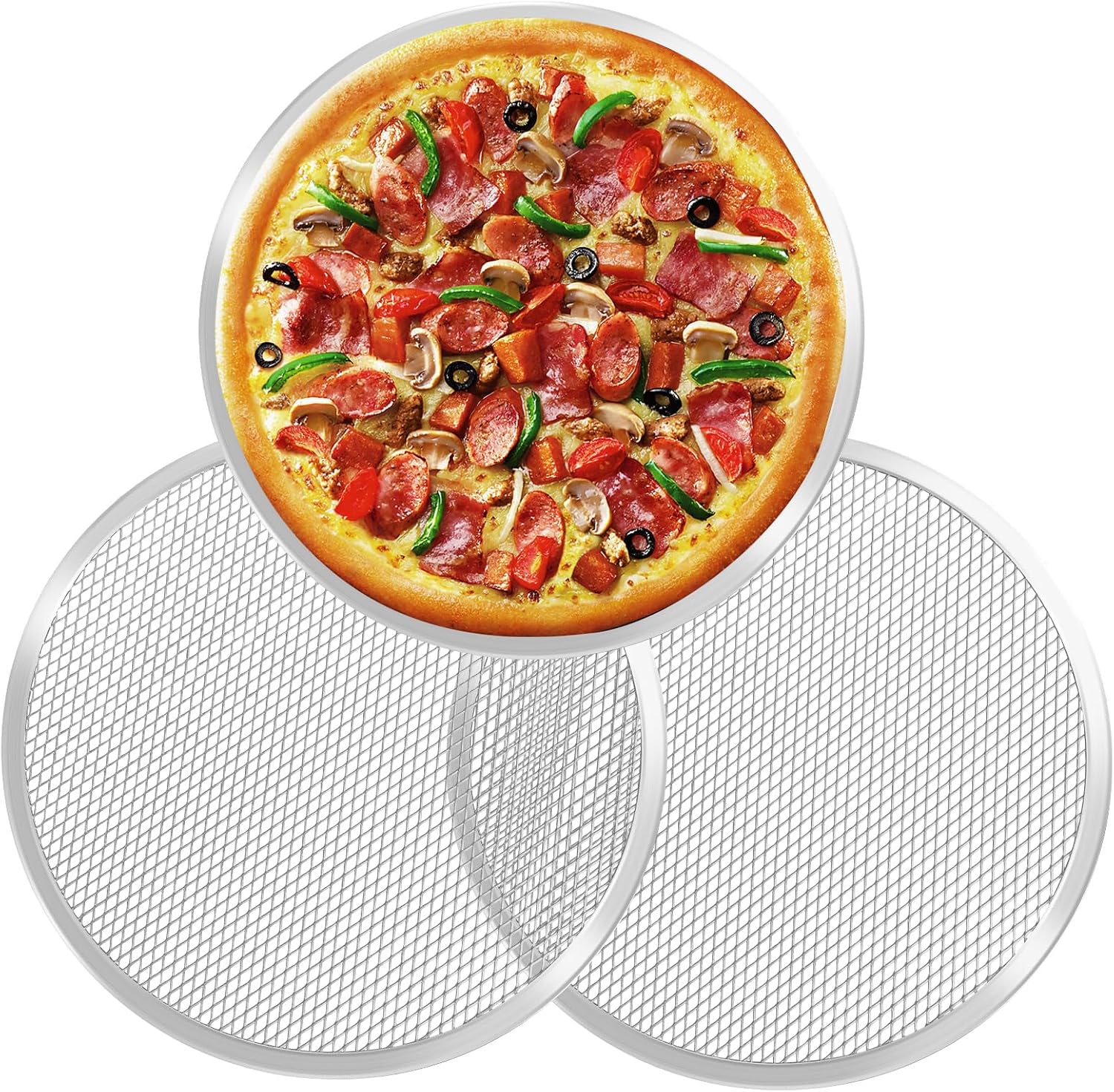 Set Mit 3 Runden, 25,4 Cm Großen, Antihaftbeschichteten Aluminium-pizzablechen Für Den Backofen