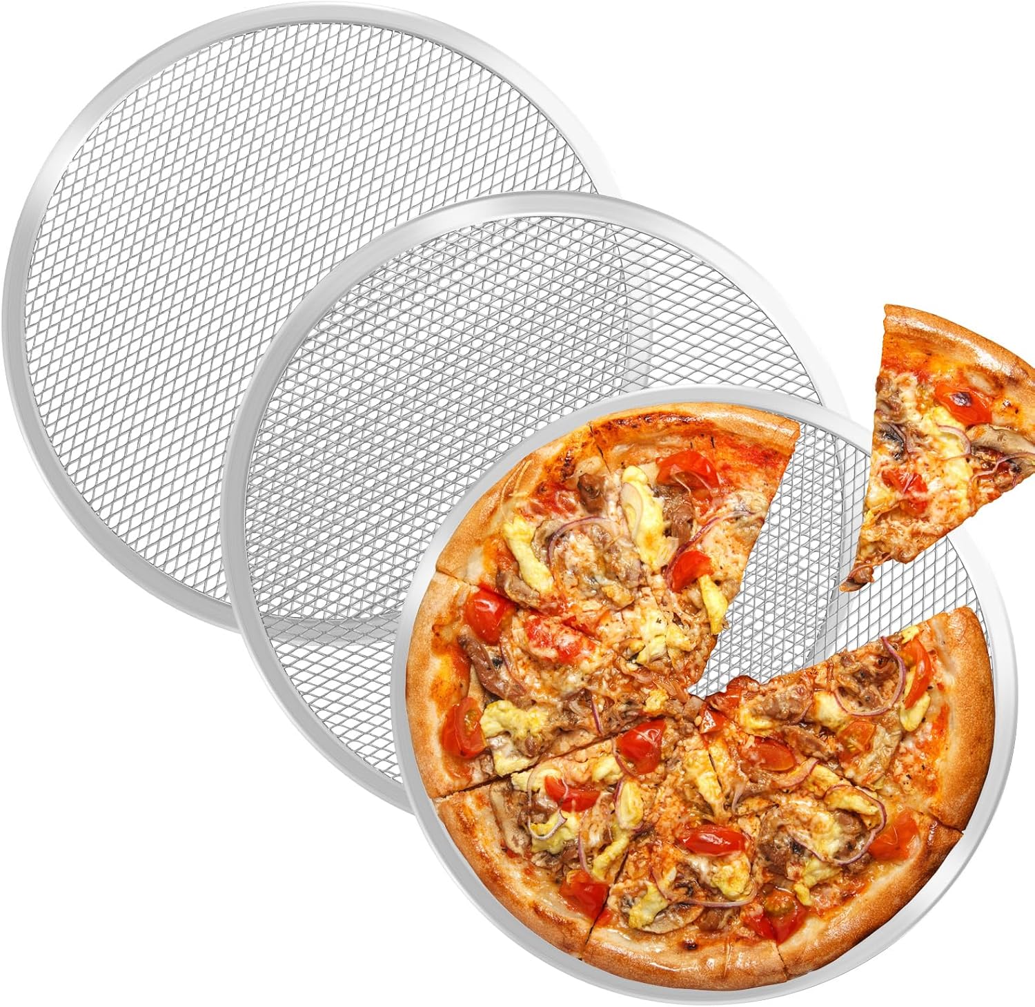 Set Mit 3 Runden Aluminium-pizzablechen (27,9 Cm Durchmesser) Für Den Backofen