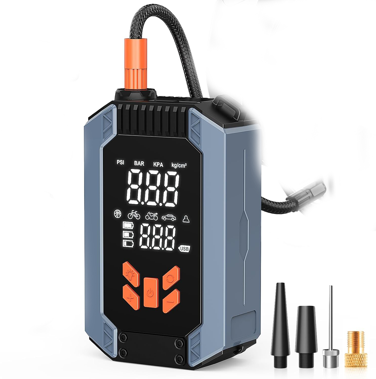 Tragbarer Luftkompressor, 4 Modi, 150 Psi, Wiederaufladbarer Autoreifenfüller Mit Digitalem Lcd-display Und Usb-anschluss, Mini Co