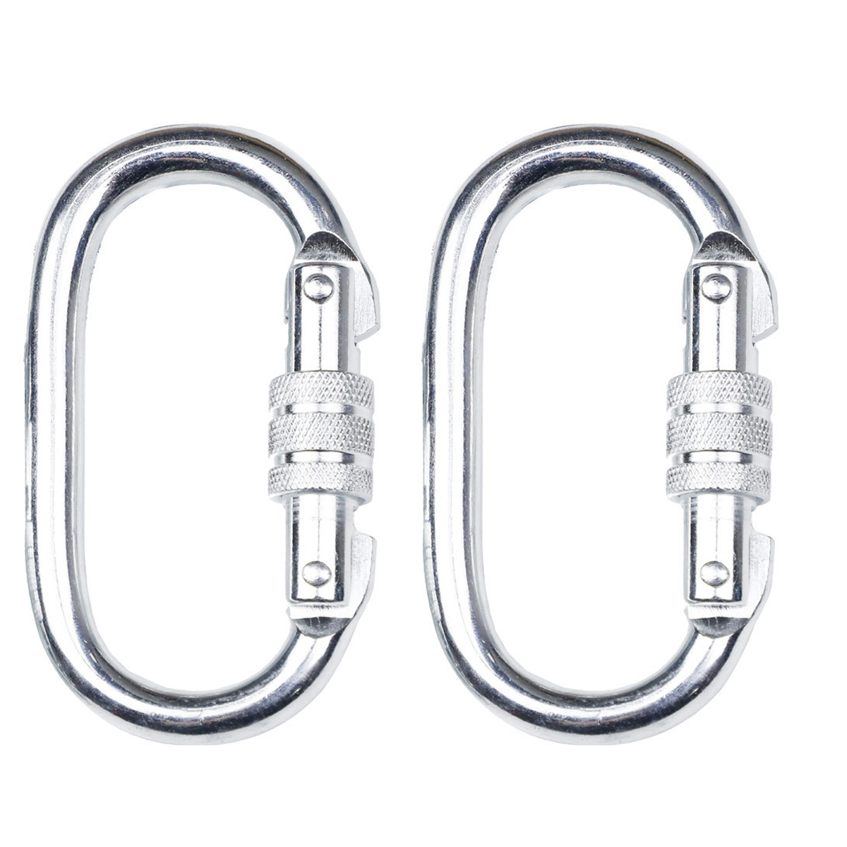Set Mit 2 Kletterkarabinern, 25 Kn, Edelstahlkarabiner, Karabiner Mit Schraubverschluss