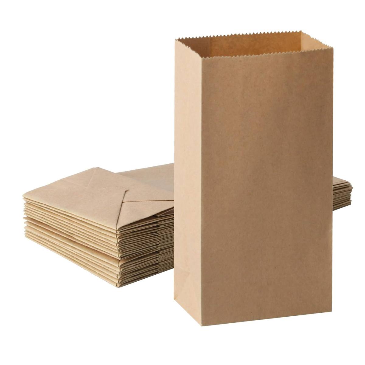 100 Kraftpapiertüten, Kleine Papiertüten, Geschenktüten Aus 100 % Recyceltem Kraftpapier (braun, 12 X 7 X 21 Cm)
