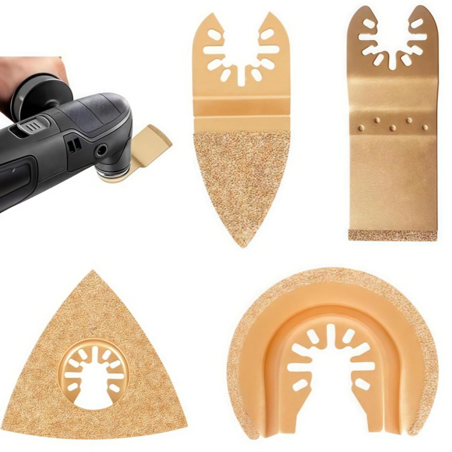 Ein Set Aus 4 Multifunktionalen Sägeblättern Für Die Holz- Und Metallbearbeitung, Plus 1 X 34-mm-hartmetall-sägeblatt, 1 X Sägeblatt