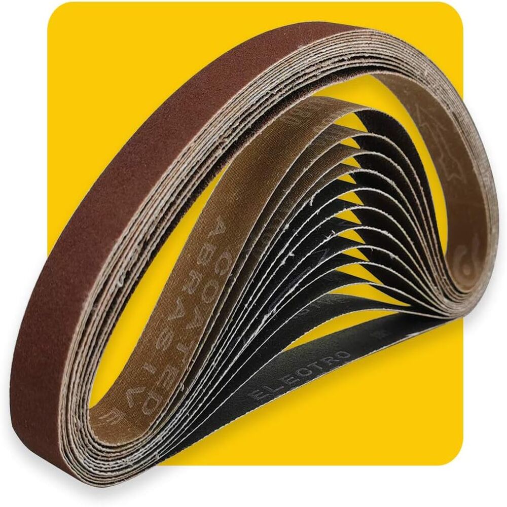 12 Schleifbänder 25 X 762 Mm, Aluminiumoxid, Körnung 80/120/150, Für Holz Und Metall