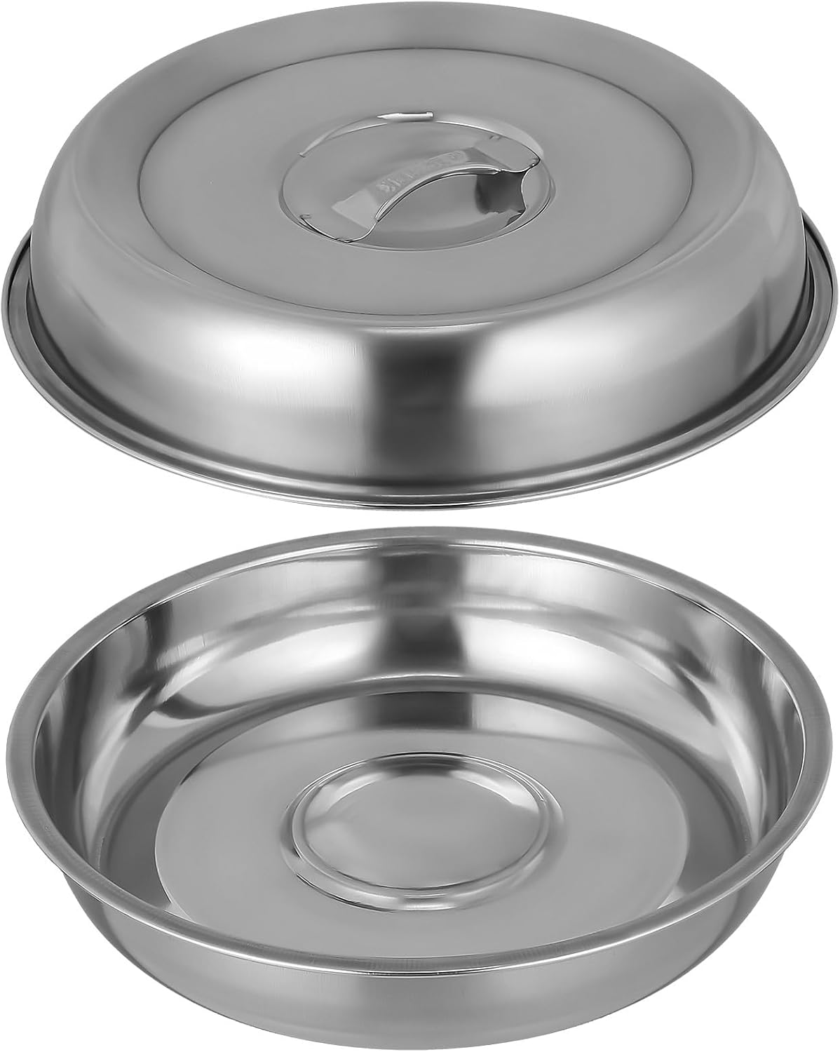 Set Mit 2 Runden Edelstahldeckeln (20 Cm Durchmesser) Für Grill Und Bratpfanne, Dampfschutz Für Steaks Und Gemüse, Zubehör Für Die Zubereitung Von Speisen Im Freien