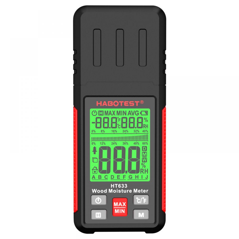 Toptes Ts-630 Feuchtigkeitsmessgerät Für Wände Und Holz: Großes, Dreifarbiges, Hintergrundbeleuchtetes Lcd-display, 7 Kalibrierungsskalen, Batteriebetrieben