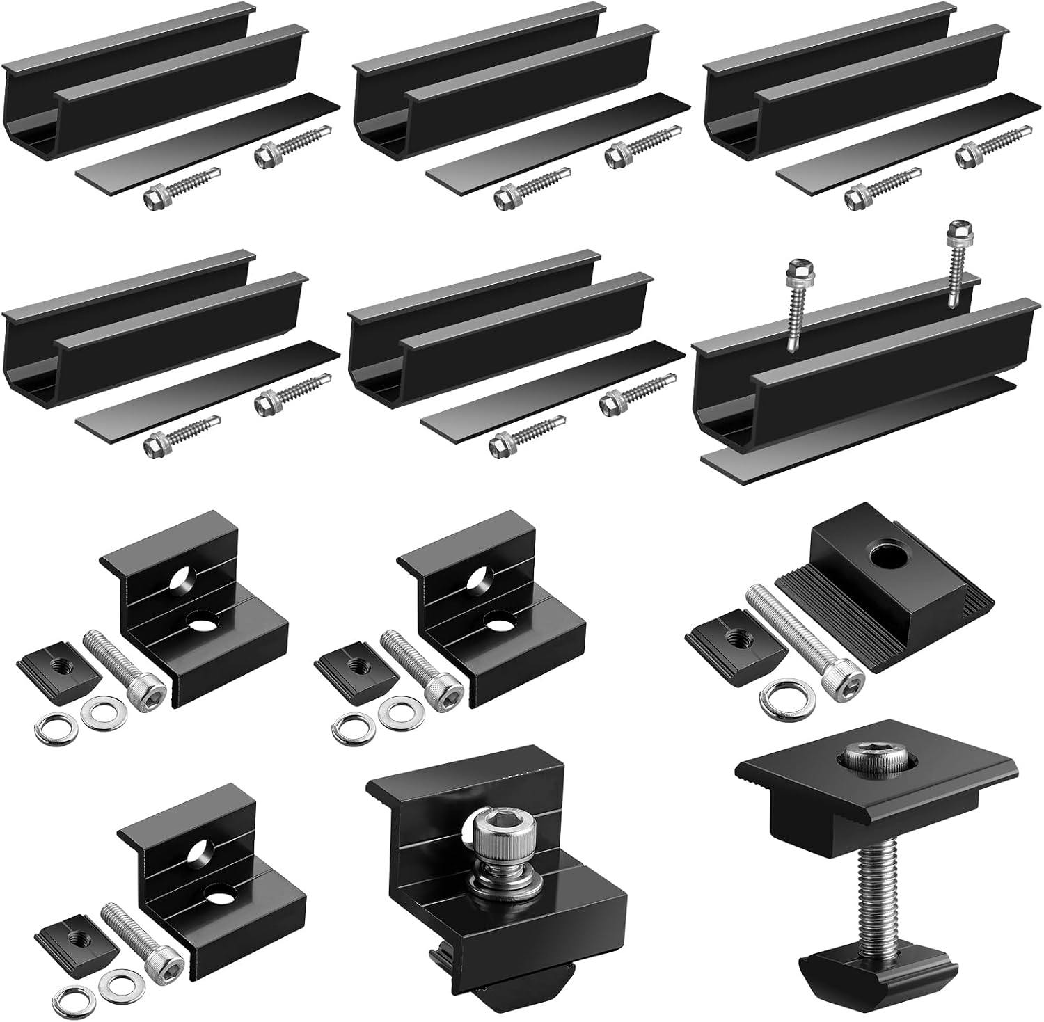 120x25mm Aluminiumschienen, 4 Klemmen, 2 Mittelstützen, Kompatibel Mit 30/35mm Dächern, Wasserdicht, Für Wohnmobile Und Boote