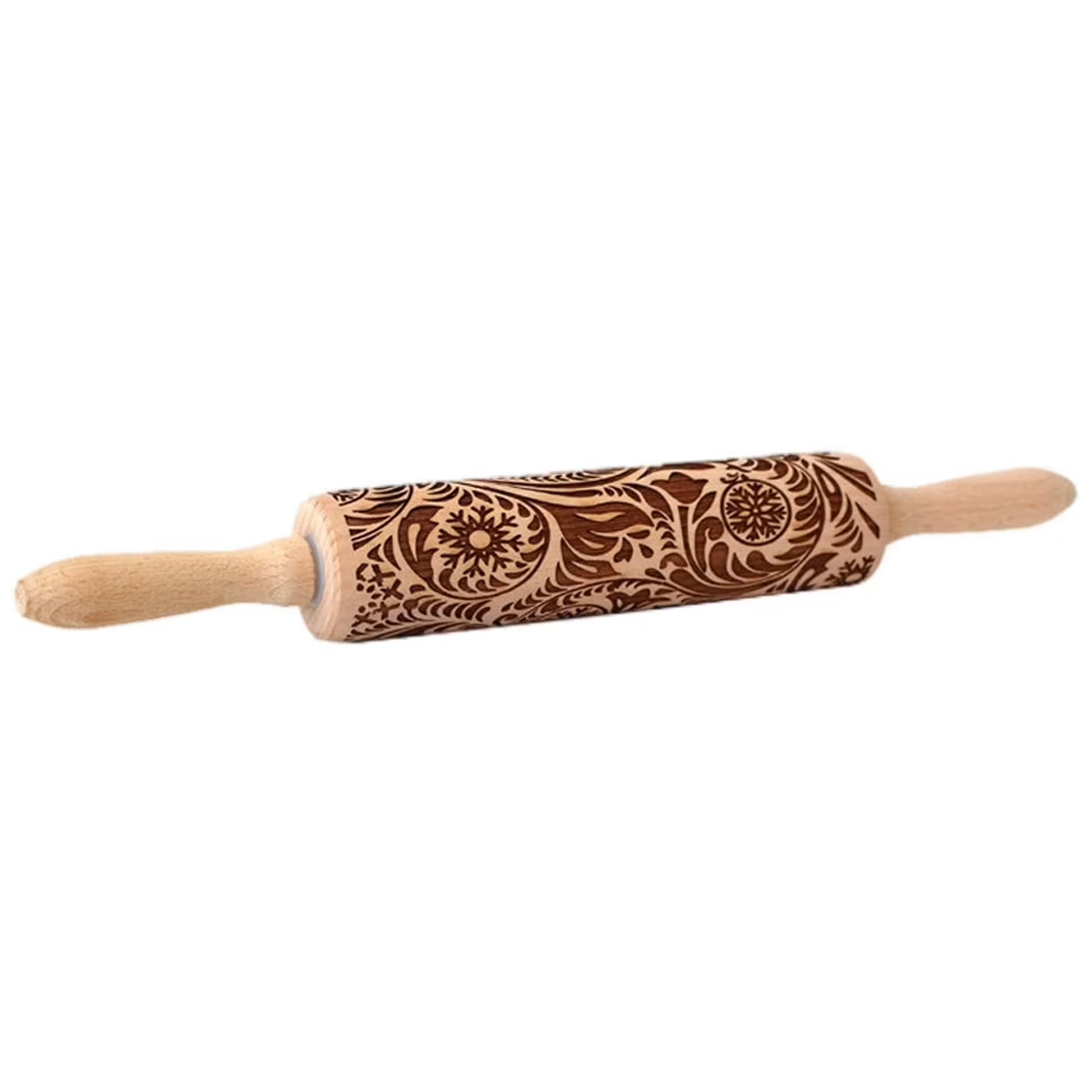 Geprägtes Nudelholz Aus Holz (1 Stück) - Ideal Für Die Zubereitung Von Pizzateig Und Anderen Backwaren.