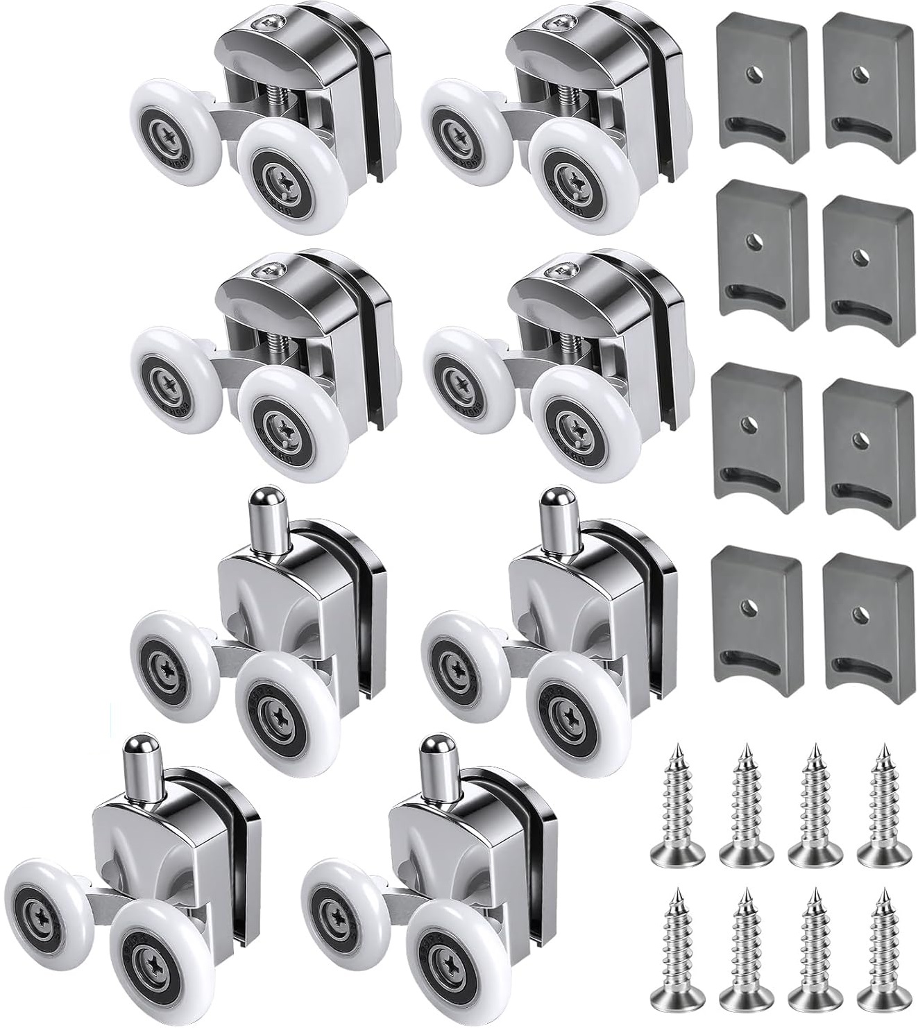 Set Mit 8 Duschkabinenrollen, 23 Mm, Mit Anfahrschutz Und Schrauben, Zubehör Für Schiebetüren, Duschkabinen