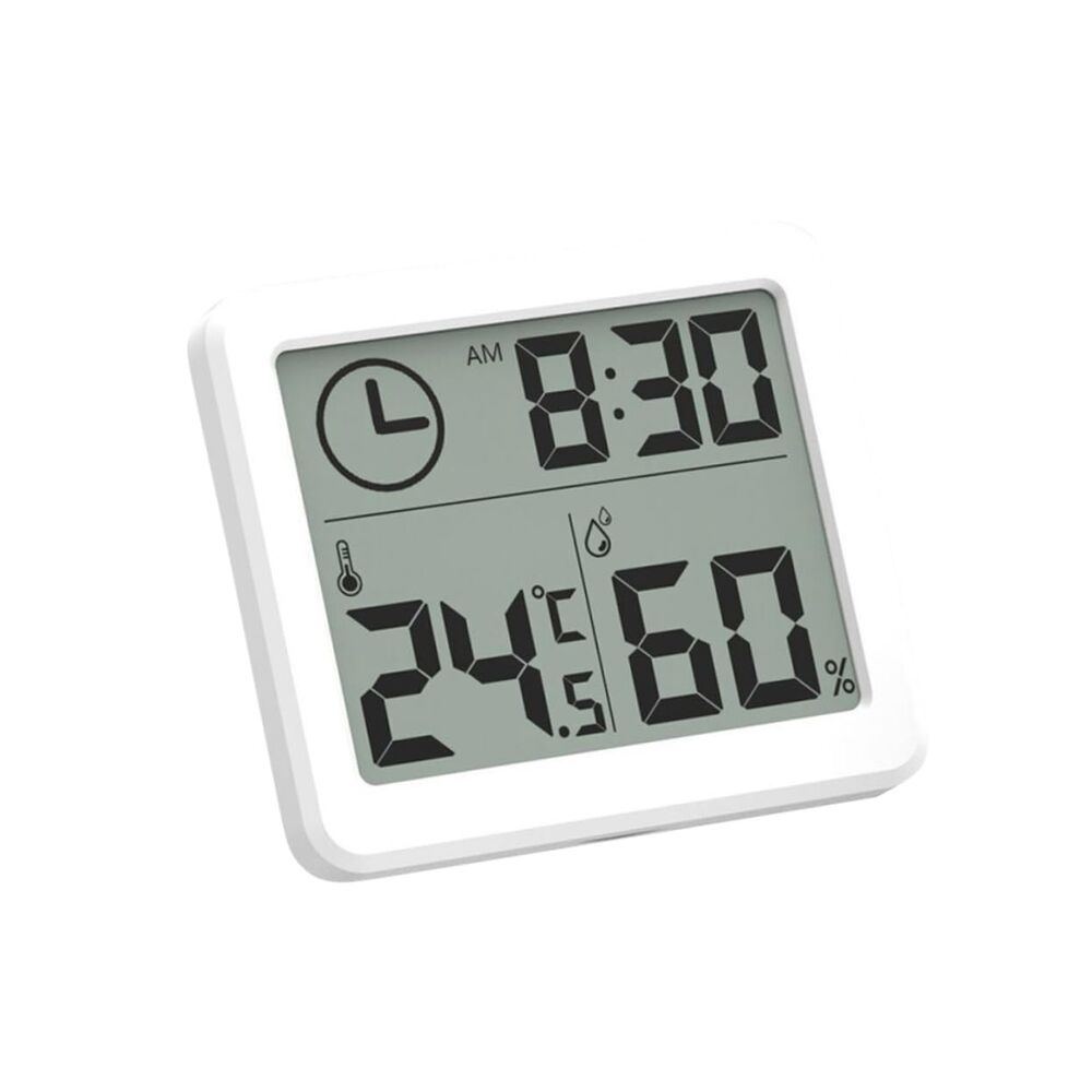 Ultradünnes Und Minimalistisches Digitales Thermo-hygrometer Für Das Vernetzte Zuhause Mit Großer Zeitanzeige, Weiß.
