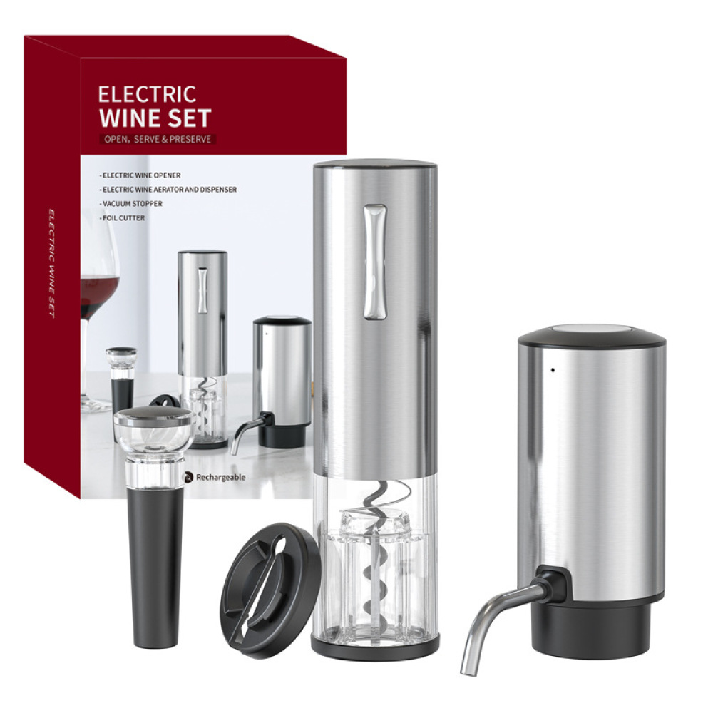Elektrischer Weinausgießer C3, Wiederaufladbar Mit Lithium-ionen-akku, Elektrischer Weinbelüfter Und -ausgießer Aus Edelstahl, Korkenzieher